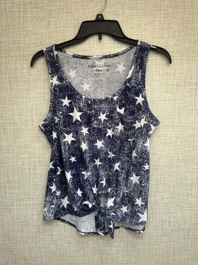 Rebellious One Navy White Star Tie-Front Tank